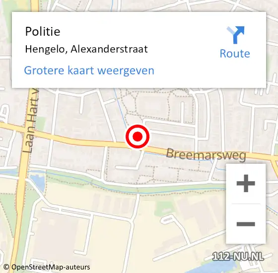 Locatie op kaart van de 112 melding: Politie Hengelo, Alexanderstraat op 10 december 2024 14:32