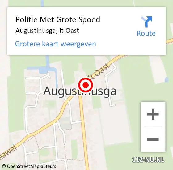 Locatie op kaart van de 112 melding: Politie Met Grote Spoed Naar Augustinusga, It Oast op 10 december 2024 14:35