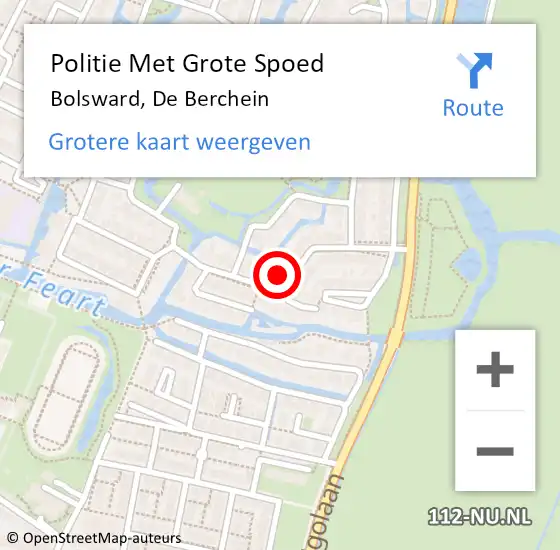 Locatie op kaart van de 112 melding: Politie Met Grote Spoed Naar Bolsward, De Berchein op 10 december 2024 14:43