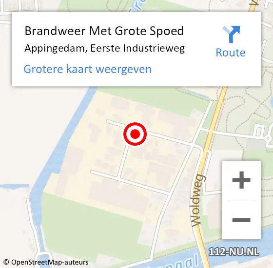 Locatie op kaart van de 112 melding: Brandweer Met Grote Spoed Naar Appingedam, Eerste Industrieweg op 10 december 2024 14:50