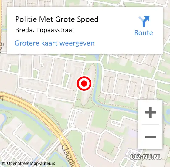 Locatie op kaart van de 112 melding: Politie Met Grote Spoed Naar Breda, Topaasstraat op 10 december 2024 15:05