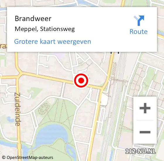 Locatie op kaart van de 112 melding: Brandweer Meppel, Stationsweg op 10 december 2024 15:17