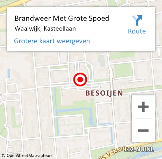 Locatie op kaart van de 112 melding: Brandweer Met Grote Spoed Naar Waalwijk, Kasteellaan op 10 december 2024 16:34