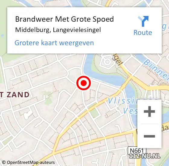 Locatie op kaart van de 112 melding: Brandweer Met Grote Spoed Naar Middelburg, Langevielesingel op 10 december 2024 16:52