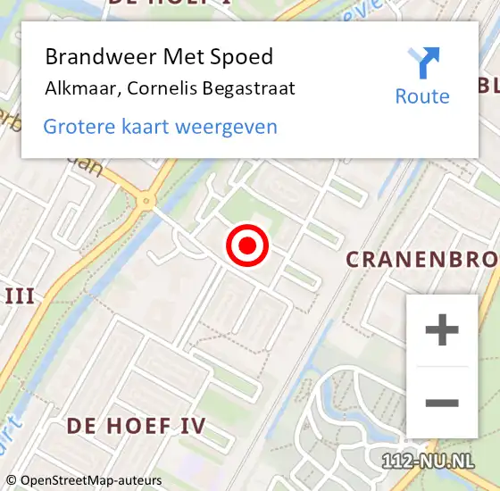 Locatie op kaart van de 112 melding: Brandweer Met Spoed Naar Alkmaar, Cornelis Begastraat op 10 december 2024 17:00