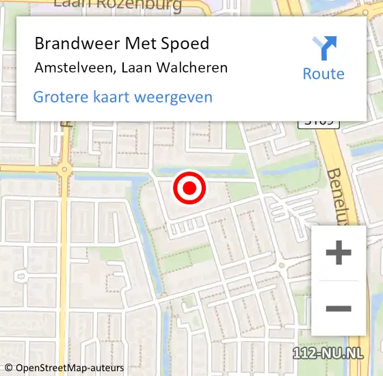 Locatie op kaart van de 112 melding: Brandweer Met Spoed Naar Amstelveen, Laan Walcheren op 10 december 2024 17:06