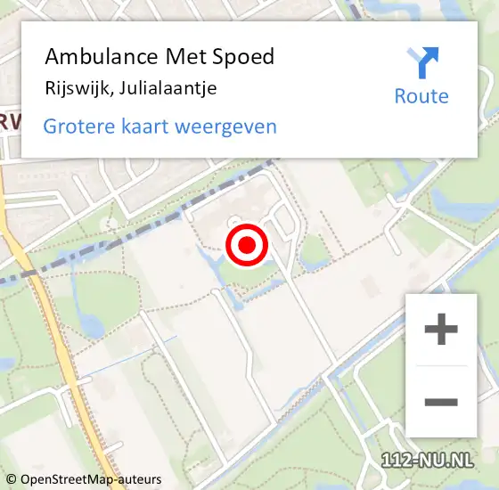 Locatie op kaart van de 112 melding: Ambulance Met Spoed Naar Rijswijk, Julialaantje op 10 december 2024 17:18