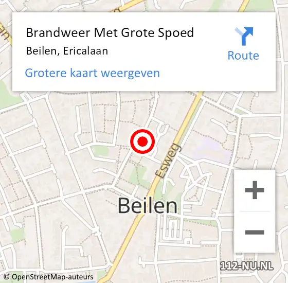 Locatie op kaart van de 112 melding: Brandweer Met Grote Spoed Naar Beilen, Ericalaan op 10 december 2024 17:19