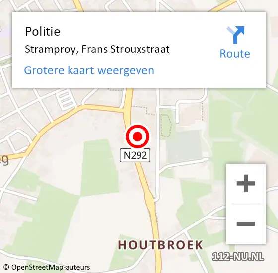 Locatie op kaart van de 112 melding: Politie Stramproy, Tissenstraat op 10 december 2024 17:19