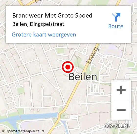 Locatie op kaart van de 112 melding: Brandweer Met Grote Spoed Naar Beilen, Dingspelstraat op 10 december 2024 17:19