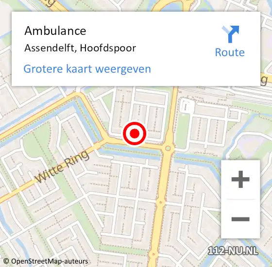 Locatie op kaart van de 112 melding: Ambulance Assendelft, Hoofdspoor op 10 december 2024 17:29