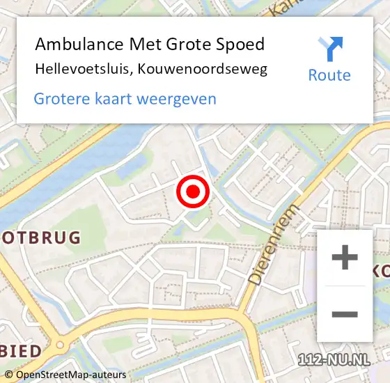 Locatie op kaart van de 112 melding: Ambulance Met Grote Spoed Naar Hellevoetsluis, Kouwenoordseweg op 10 december 2024 17:32