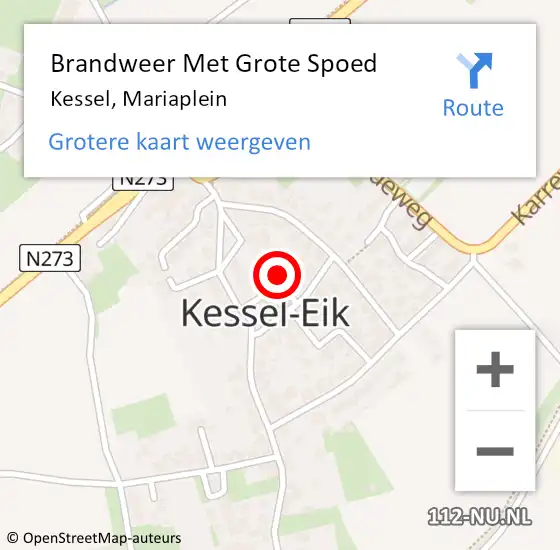 Locatie op kaart van de 112 melding: Brandweer Met Grote Spoed Naar Kessel, Mariaplein op 10 december 2024 17:44