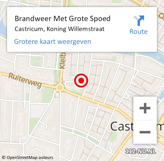 Locatie op kaart van de 112 melding: Brandweer Met Grote Spoed Naar Castricum, Koning Willemstraat op 10 december 2024 17:45