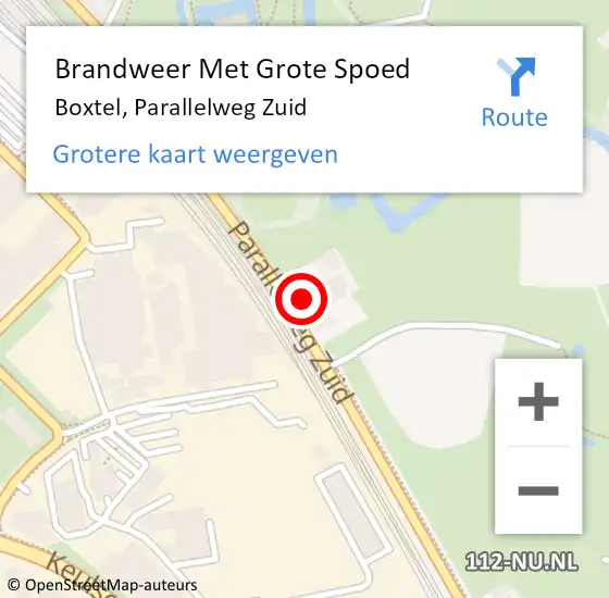 Locatie op kaart van de 112 melding: Brandweer Met Grote Spoed Naar Boxtel, Parallelweg Zuid op 10 december 2024 18:02