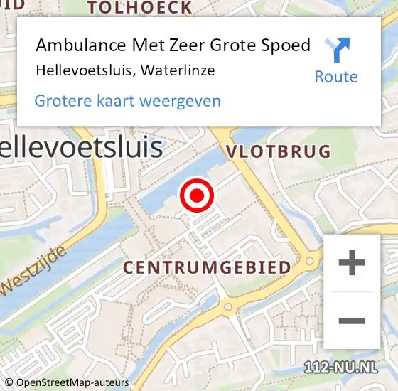 Locatie op kaart van de 112 melding: Ambulance Met Zeer Grote Spoed Naar Hellevoetsluis, Waterlinze op 10 december 2024 18:19