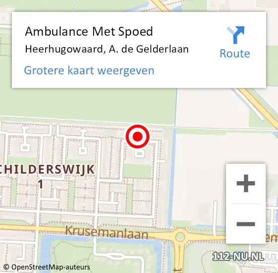 Locatie op kaart van de 112 melding: Ambulance Met Spoed Naar Heerhugowaard, A. de Gelderlaan op 10 december 2024 18:58