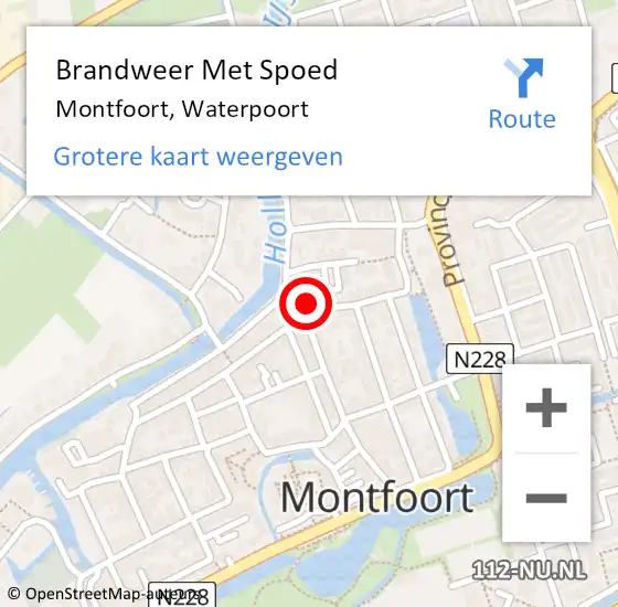 Locatie op kaart van de 112 melding: Brandweer Met Spoed Naar Montfoort, Waterpoort op 10 december 2024 19:12