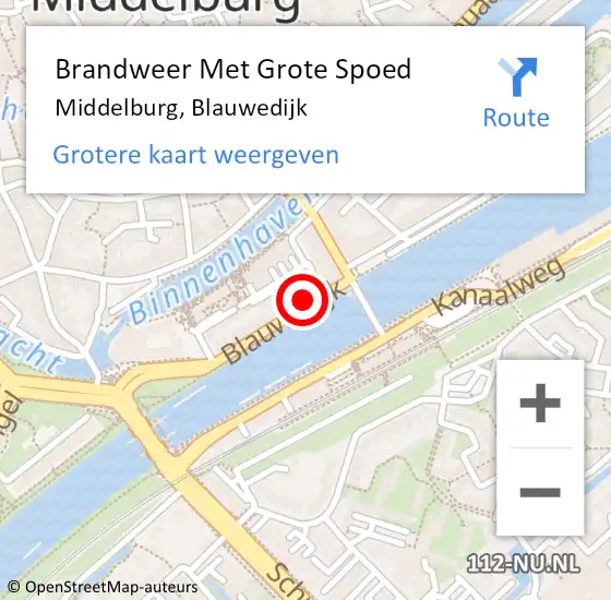 Locatie op kaart van de 112 melding: Brandweer Met Grote Spoed Naar Middelburg, Blauwedijk op 10 december 2024 19:14