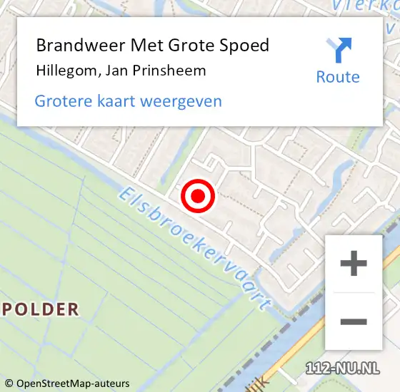 Locatie op kaart van de 112 melding: Brandweer Met Grote Spoed Naar Hillegom, Jan Prinsheem op 10 december 2024 19:26