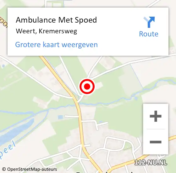 Locatie op kaart van de 112 melding: Ambulance Met Spoed Naar Weert, Kremersweg op 10 december 2024 19:30