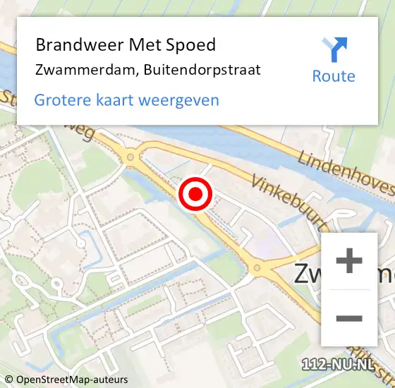 Locatie op kaart van de 112 melding: Brandweer Met Spoed Naar Zwammerdam, Buitendorpstraat op 10 december 2024 19:32