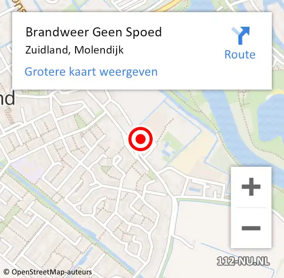 Locatie op kaart van de 112 melding: Brandweer Geen Spoed Naar Zuidland, Molendijk op 10 december 2024 19:36