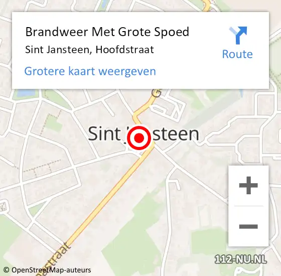 Locatie op kaart van de 112 melding: Brandweer Met Grote Spoed Naar Sint Jansteen, Hoofdstraat op 29 oktober 2014 23:26