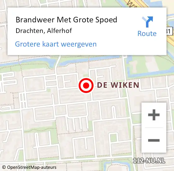 Locatie op kaart van de 112 melding: Brandweer Met Grote Spoed Naar Drachten, Alferhof op 10 december 2024 20:02