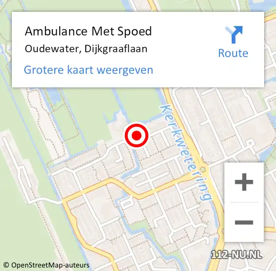 Locatie op kaart van de 112 melding: Ambulance Met Spoed Naar Oudewater, Dijkgraaflaan op 10 december 2024 20:08