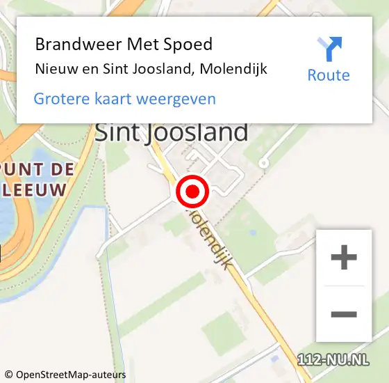 Locatie op kaart van de 112 melding: Brandweer Met Spoed Naar Nieuw en Sint Joosland, Molendijk op 10 december 2024 20:43