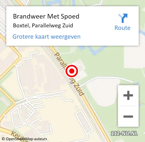 Locatie op kaart van de 112 melding: Brandweer Met Spoed Naar Boxtel, Parallelweg Zuid op 10 december 2024 20:49