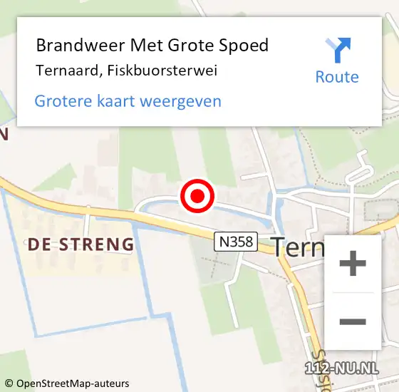 Locatie op kaart van de 112 melding: Brandweer Met Grote Spoed Naar Ternaard, Fiskbuorsterwei op 10 december 2024 21:03