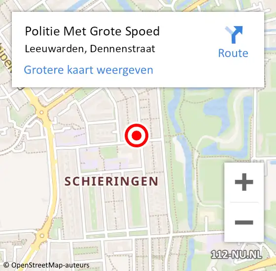 Locatie op kaart van de 112 melding: Politie Met Grote Spoed Naar Leeuwarden, Dennenstraat op 10 december 2024 21:03