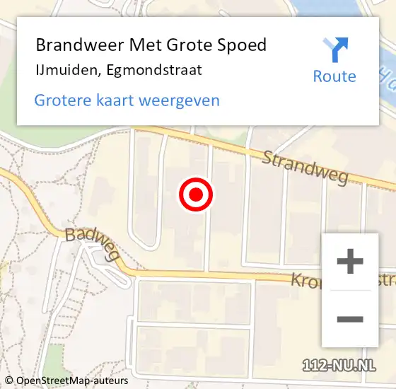 Locatie op kaart van de 112 melding: Brandweer Met Grote Spoed Naar IJmuiden, Egmondstraat op 10 december 2024 21:06