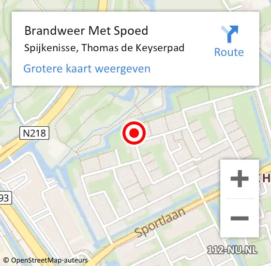 Locatie op kaart van de 112 melding: Brandweer Met Spoed Naar Spijkenisse, Thomas de Keyserpad op 10 december 2024 21:06