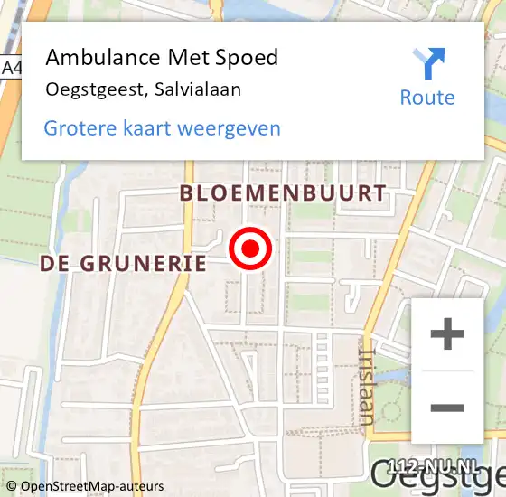 Locatie op kaart van de 112 melding: Ambulance Met Spoed Naar Oegstgeest, Salvialaan op 10 december 2024 21:22