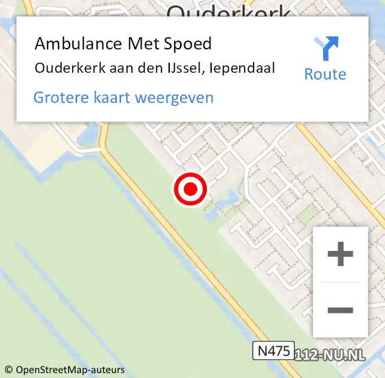 Locatie op kaart van de 112 melding: Ambulance Met Spoed Naar Ouderkerk aan den IJssel, Iependaal op 10 december 2024 21:35