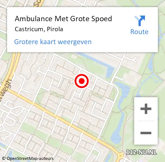 Locatie op kaart van de 112 melding: Ambulance Met Grote Spoed Naar Castricum, Pirola op 10 december 2024 21:43