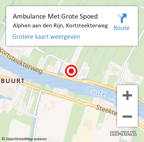 Locatie op kaart van de 112 melding: Ambulance Met Grote Spoed Naar Alphen aan den Rijn, Kortsteekterweg op 10 december 2024 22:04