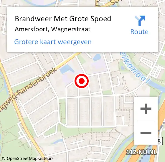 Locatie op kaart van de 112 melding: Brandweer Met Grote Spoed Naar Amersfoort, Wagnerstraat op 10 december 2024 22:07