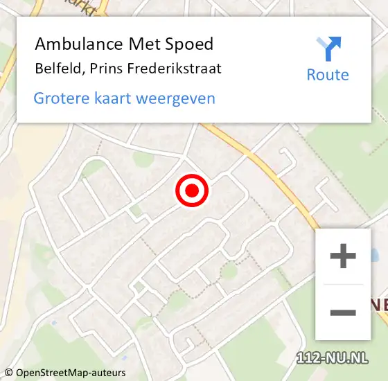 Locatie op kaart van de 112 melding: Ambulance Met Spoed Naar Belfeld, Prins Frederikstraat op 10 december 2024 22:16