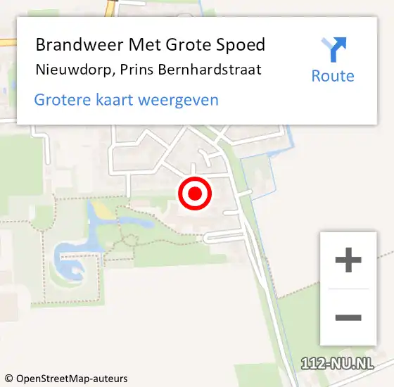 Locatie op kaart van de 112 melding: Brandweer Met Grote Spoed Naar Nieuwdorp, Prins Bernhardstraat op 10 december 2024 22:23