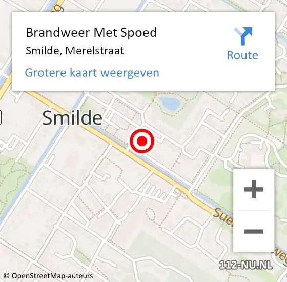 Locatie op kaart van de 112 melding: Brandweer Met Spoed Naar Smilde, Merelstraat op 10 december 2024 22:23