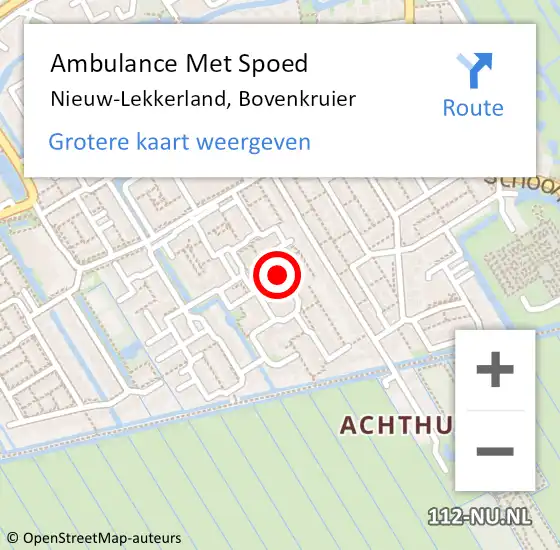 Locatie op kaart van de 112 melding: Ambulance Met Spoed Naar Nieuw-Lekkerland, Bovenkruier op 10 december 2024 22:37