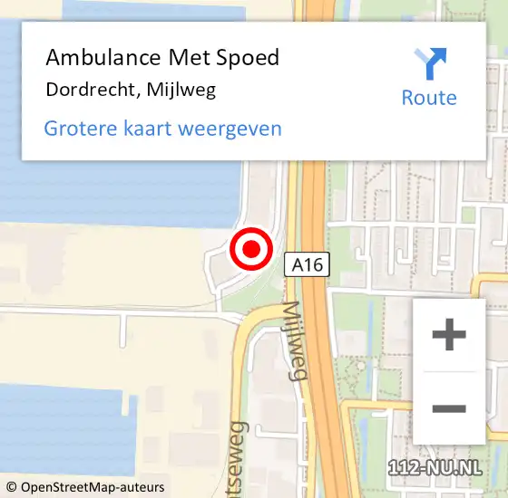 Locatie op kaart van de 112 melding: Ambulance Met Spoed Naar Dordrecht, Mijlweg op 10 december 2024 23:12