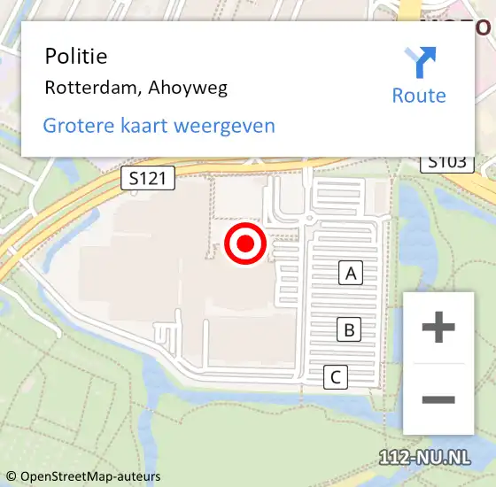 Locatie op kaart van de 112 melding: Politie Rotterdam, Ahoyweg op 10 december 2024 23:14