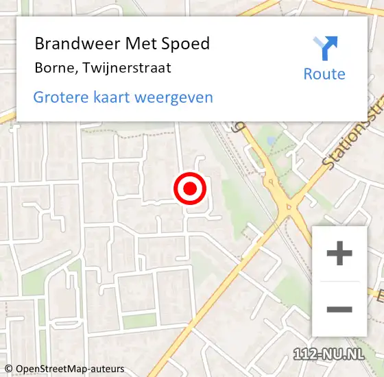 Locatie op kaart van de 112 melding: Brandweer Met Spoed Naar Borne, Twijnerstraat op 10 december 2024 23:33