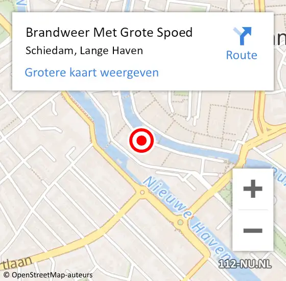 Locatie op kaart van de 112 melding: Brandweer Met Grote Spoed Naar Schiedam, Lange Haven op 10 december 2024 23:33