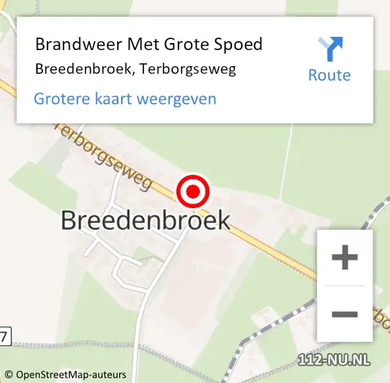 Locatie op kaart van de 112 melding: Brandweer Met Grote Spoed Naar Breedenbroek, Terborgseweg op 10 december 2024 23:35